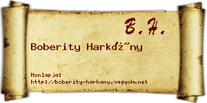 Boberity Harkány névjegykártya